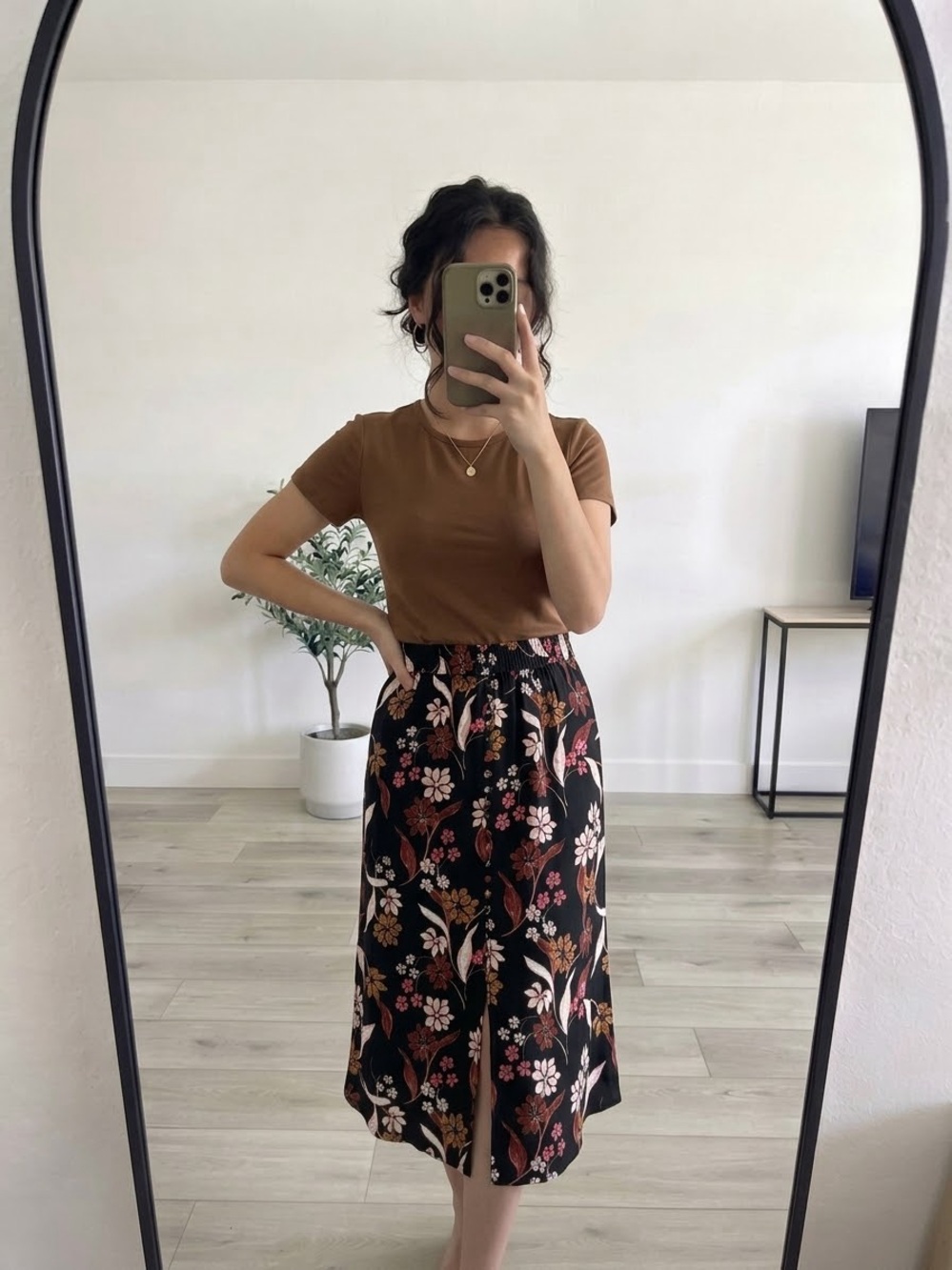 Philosophy Black Floral Midi Skirt - S